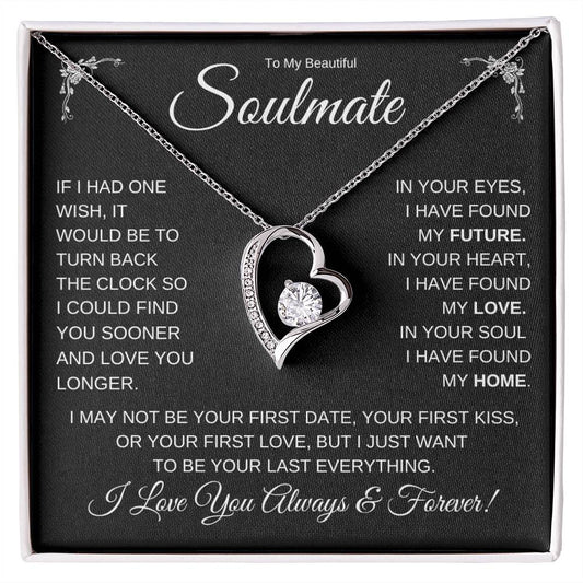 TO MY BEAUTIFUL SOULMATE FOREVER LOVE HEART NECKLACE