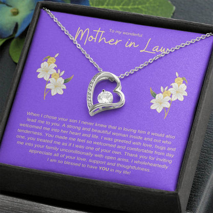 TO MY WONDERFUL MOTHER IN LAW FOREVER LOVE HEART NECKLACE