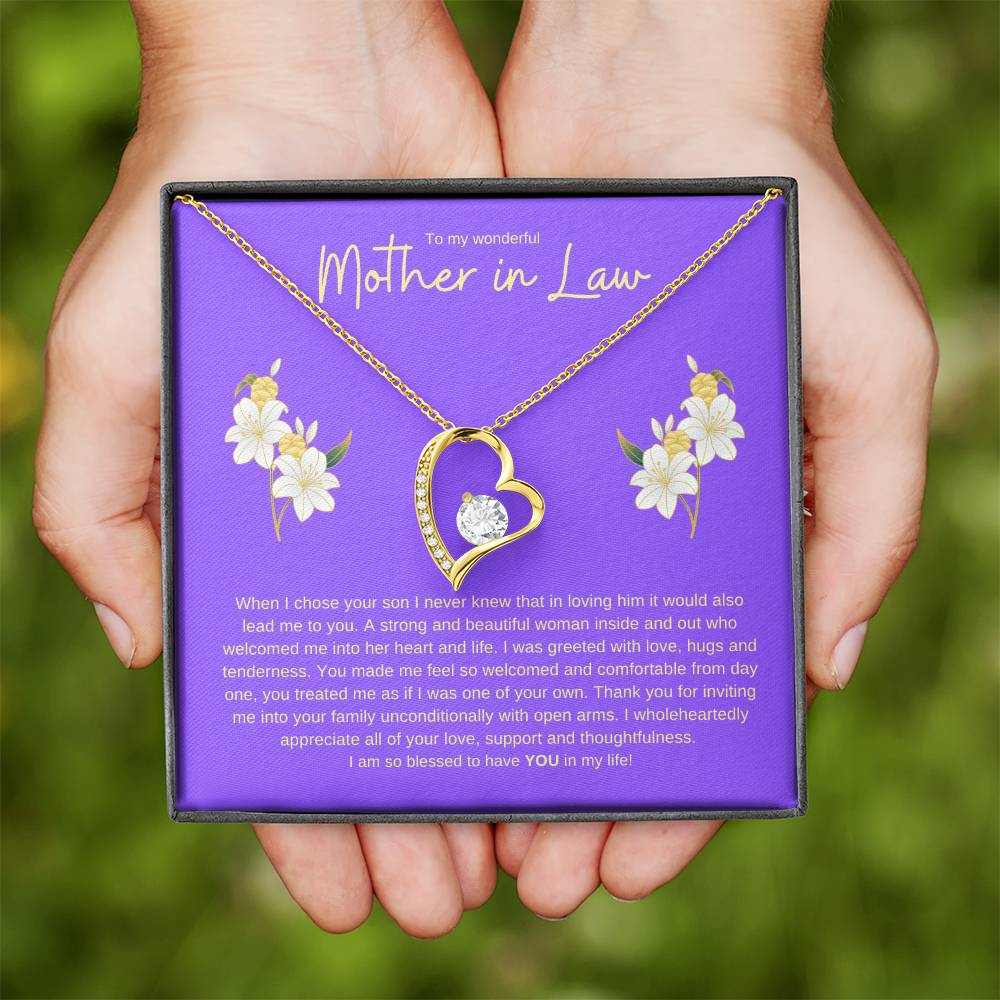 TO MY WONDERFUL MOTHER IN LAW FOREVER LOVE HEART NECKLACE