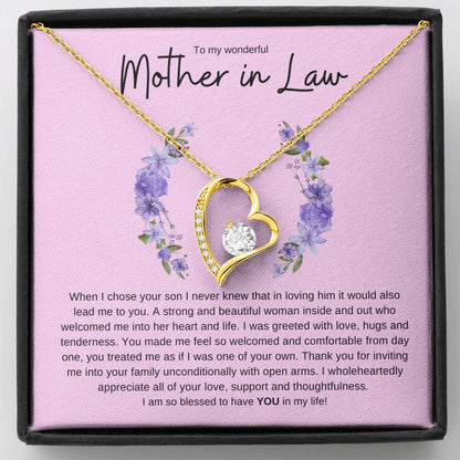 MOTHER IN LAW FOREVER LOVE HEART NECKLACE