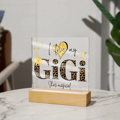 I LOVE MY GIGI SHE'S MAGICAL ACRYLIC LED NIGHT LIGHT PLAQUE LEOPARD PRINT
