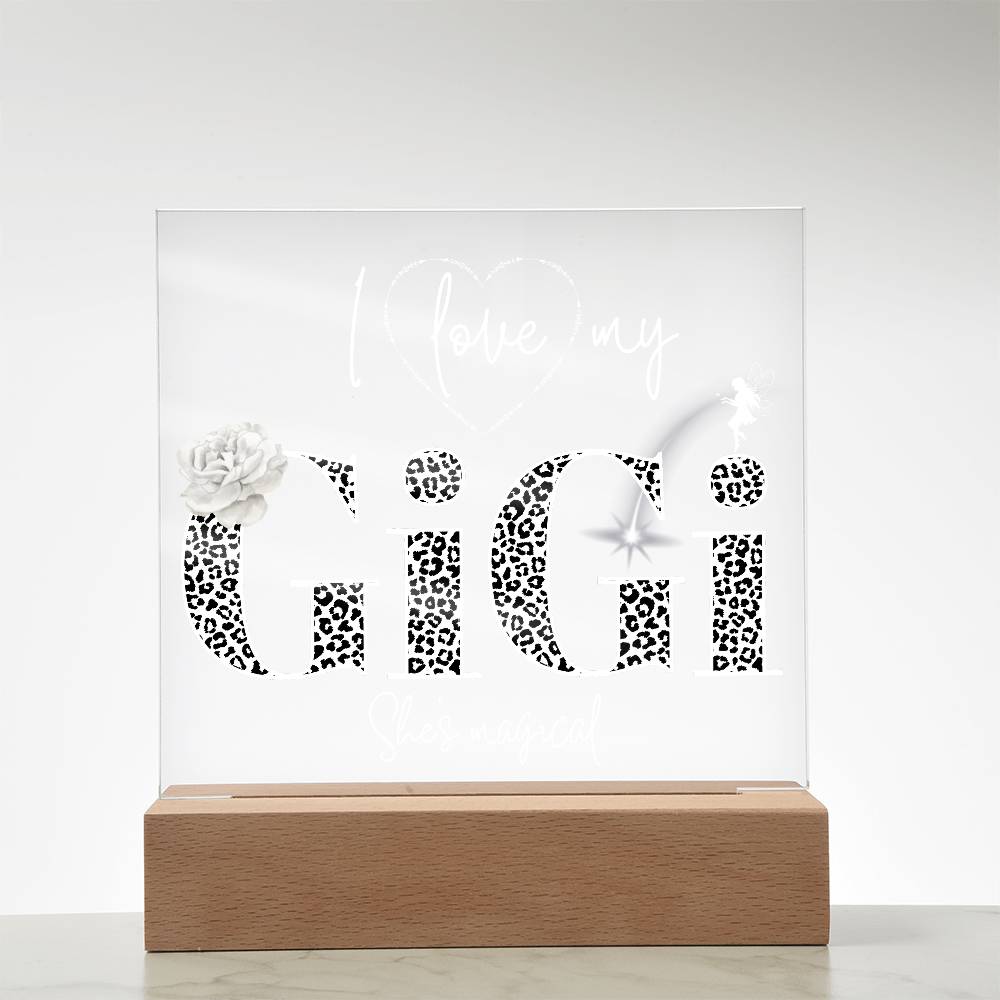 I LOVE MY GIGI SHE'S MAGICAL ACRYLIC LED NIGHT LIGHT PLAQUE LEOPARD PRINT