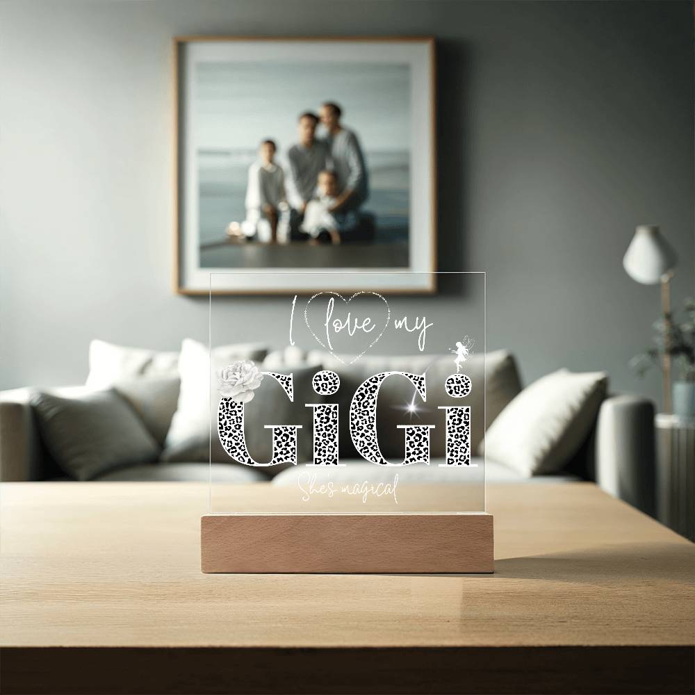 I LOVE MY GIGI SHE'S MAGICAL ACRYLIC LED NIGHT LIGHT PLAQUE LEOPARD PRINT