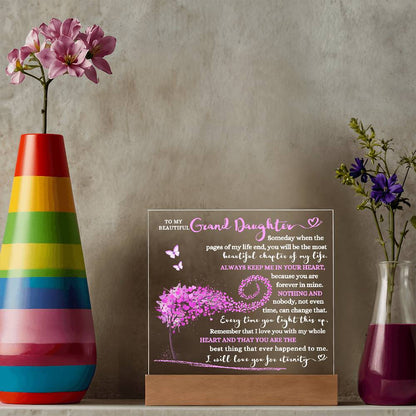 TO MY BEAUTIFUL GRAND DAUGHTER KEEPSAKE LED NIGHT LIGHT UP LAMP ACRYLIC PLAQUE