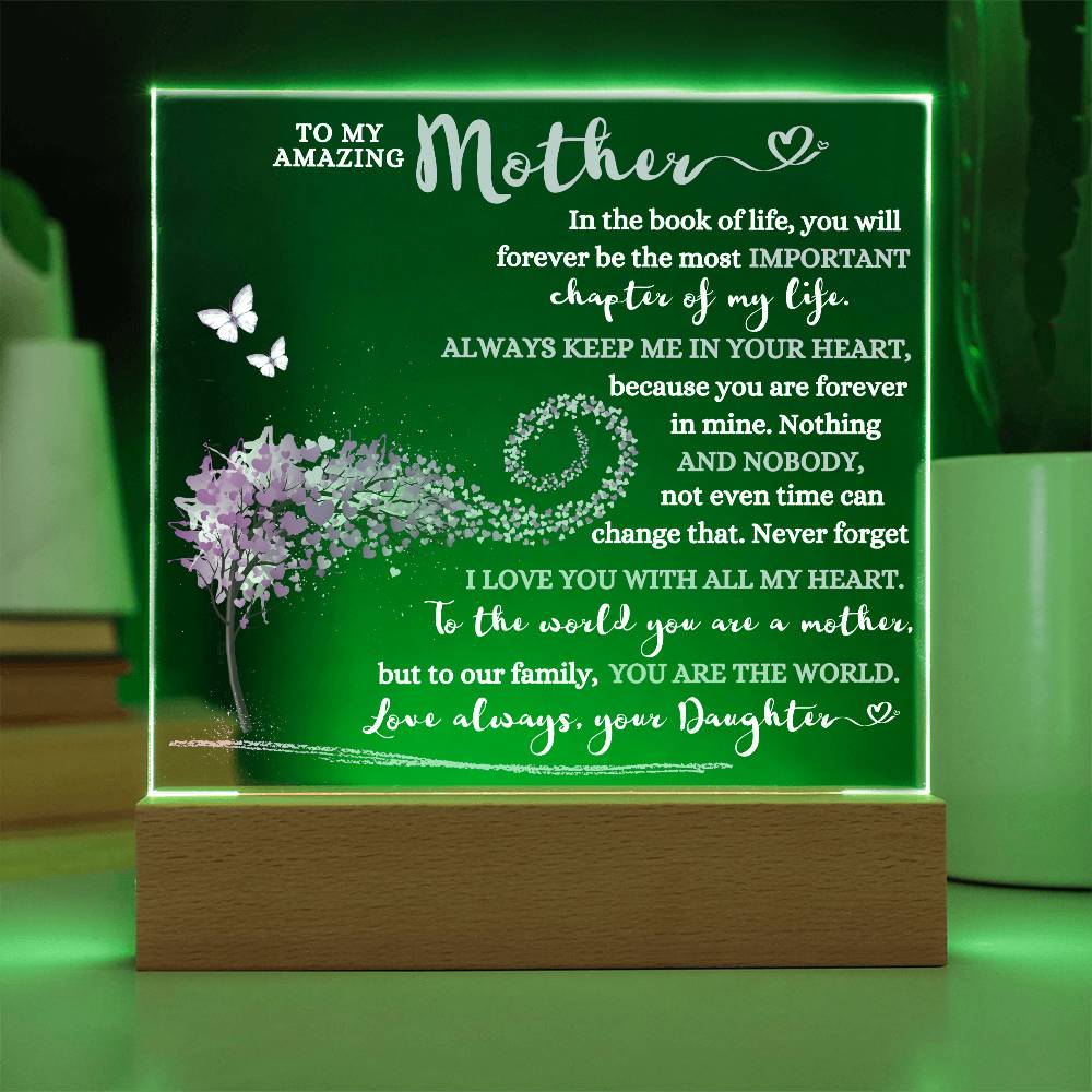 TO MY AMAZING MOTHER KEEPSAKE LED NIGHT LIGHT UP LAMP ACRYLIC PLAQUE GIFT