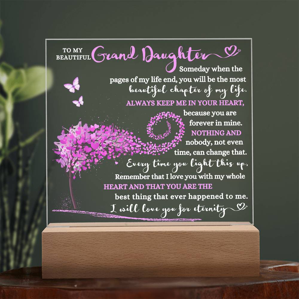 TO MY BEAUTIFUL GRAND DAUGHTER KEEPSAKE LED NIGHT LIGHT UP LAMP ACRYLIC PLAQUE