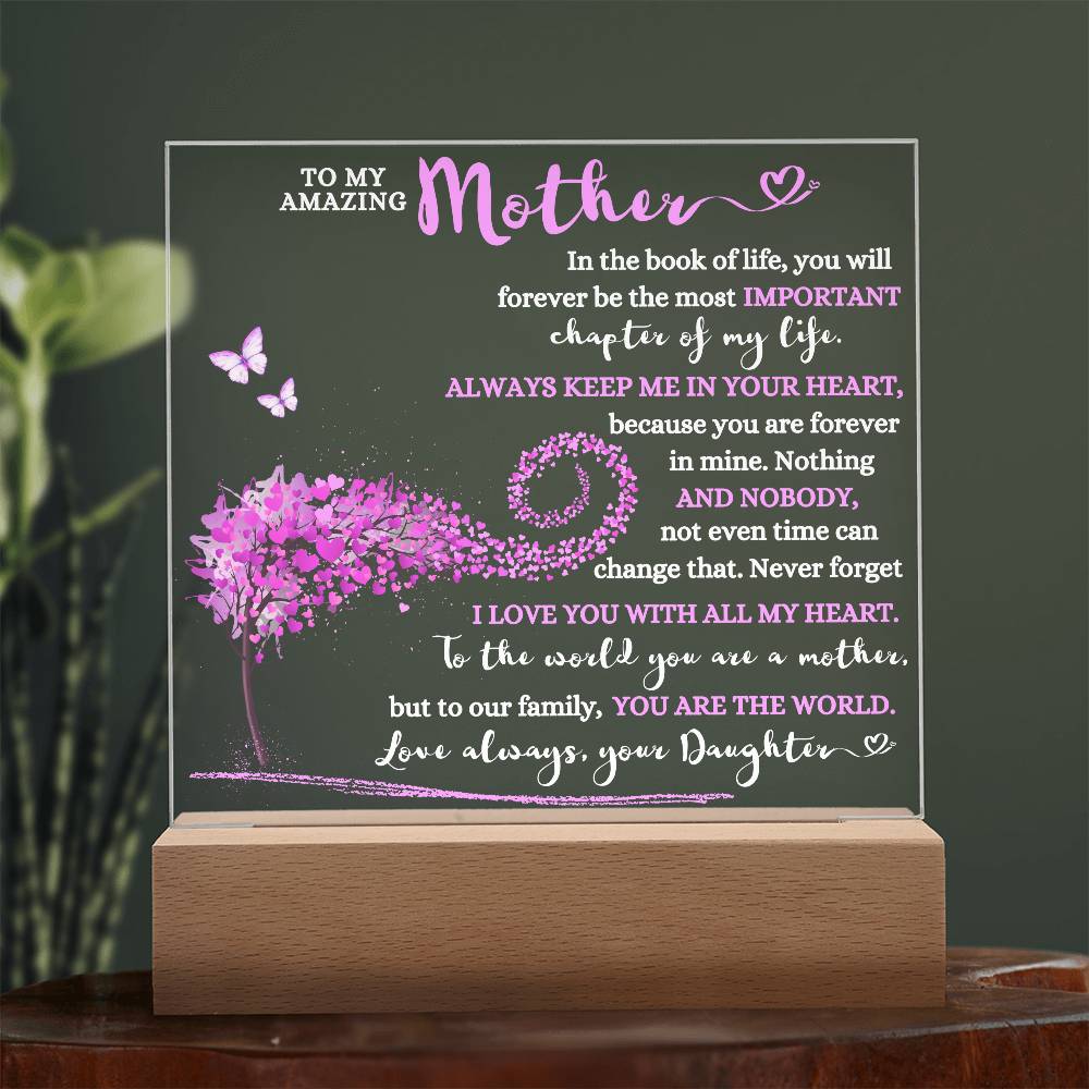 TO MY AMAZING MOTHER KEEPSAKE LED NIGHT LIGHT UP LAMP ACRYLIC PLAQUE GIFT