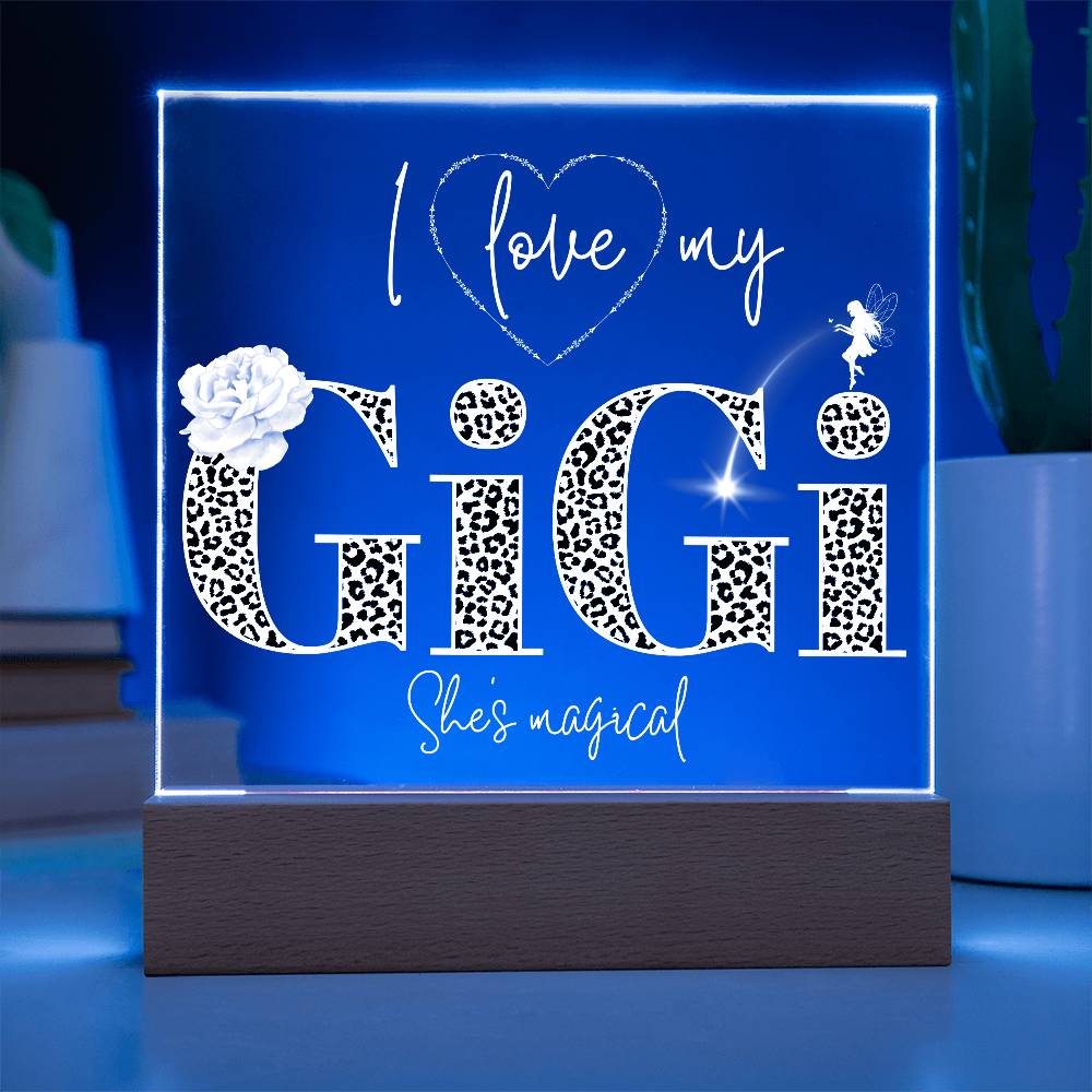 I LOVE MY GIGI SHE'S MAGICAL ACRYLIC LED NIGHT LIGHT PLAQUE LEOPARD PRINT