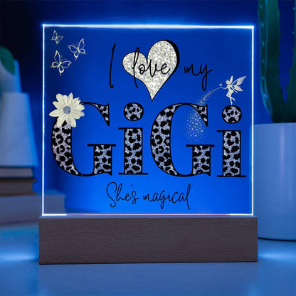 I LOVE MY GIGI SHE'S MAGICAL ACRYLIC LED NIGHT LIGHT PLAQUE LEOPARD PRINT
