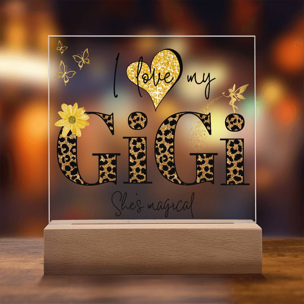 I LOVE MY GIGI SHE'S MAGICAL ACRYLIC LED NIGHT LIGHT PLAQUE LEOPARD PRINT