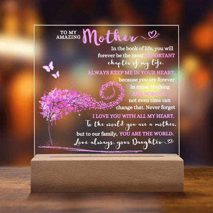 TO MY AMAZING MOTHER KEEPSAKE LED NIGHT LIGHT UP LAMP ACRYLIC PLAQUE GIFT