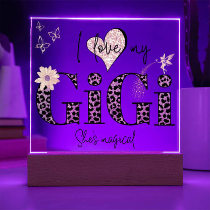 I LOVE MY GIGI SHE'S MAGICAL ACRYLIC LED NIGHT LIGHT PLAQUE LEOPARD PRINT