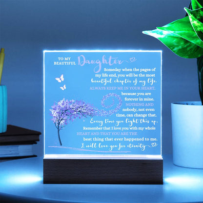 TO MY BEAUTIFUL DAUGHTER LED NIGHT LIGHT UP ACRYLIC PLAQUE