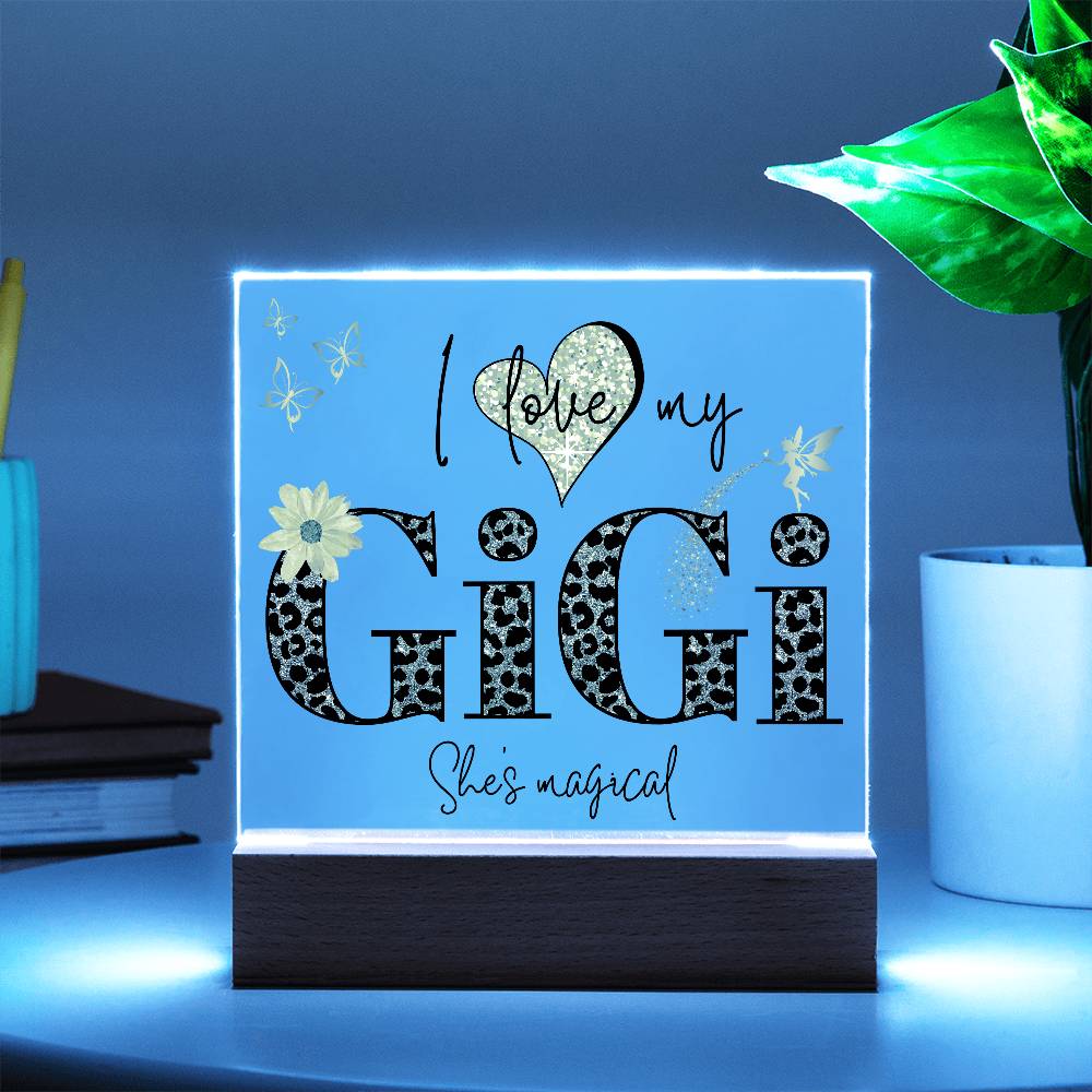 I LOVE MY GIGI SHE'S MAGICAL ACRYLIC LED NIGHT LIGHT PLAQUE LEOPARD PRINT