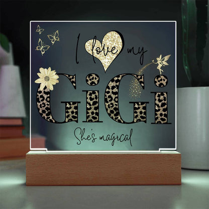 I LOVE MY GIGI SHE'S MAGICAL ACRYLIC LED NIGHT LIGHT PLAQUE LEOPARD PRINT