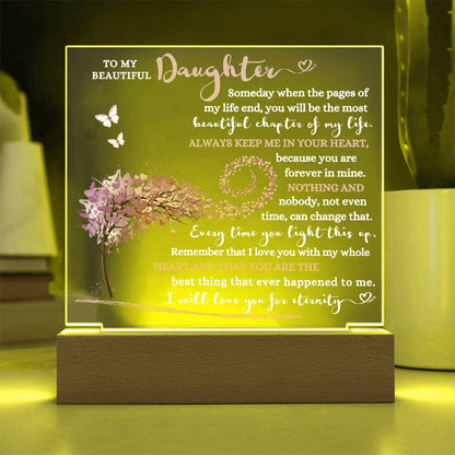 TO MY BEAUTIFUL DAUGHTER LED NIGHT LIGHT UP ACRYLIC PLAQUE