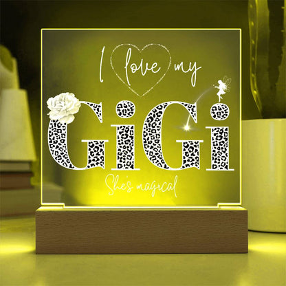 I LOVE MY GIGI SHE'S MAGICAL ACRYLIC LED NIGHT LIGHT PLAQUE LEOPARD PRINT
