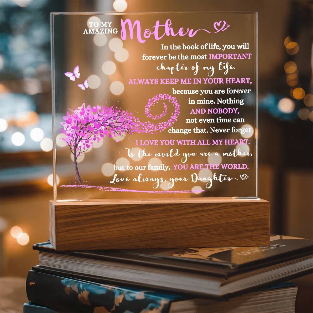 TO MY AMAZING MOTHER KEEPSAKE LED NIGHT LIGHT UP LAMP ACRYLIC PLAQUE GIFT