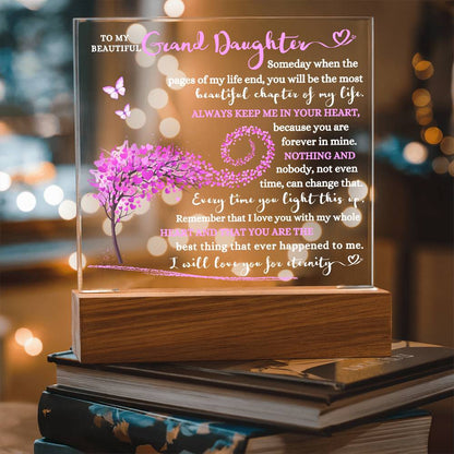 TO MY BEAUTIFUL GRAND DAUGHTER KEEPSAKE LED NIGHT LIGHT UP LAMP ACRYLIC PLAQUE