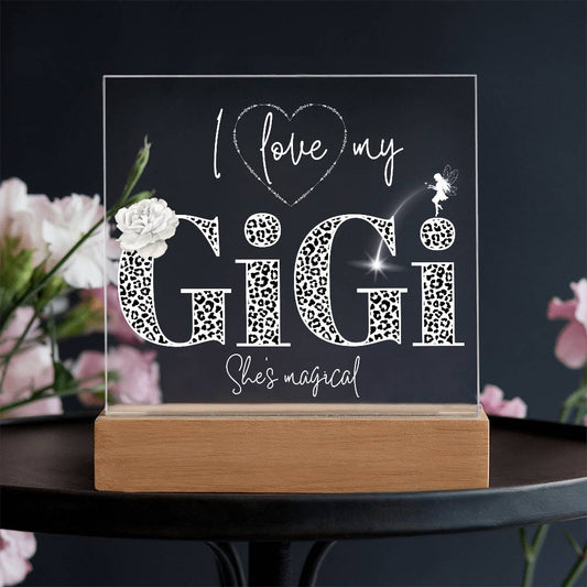 I LOVE MY GIGI SHE'S MAGICAL ACRYLIC LED NIGHT LIGHT PLAQUE LEOPARD PRINT